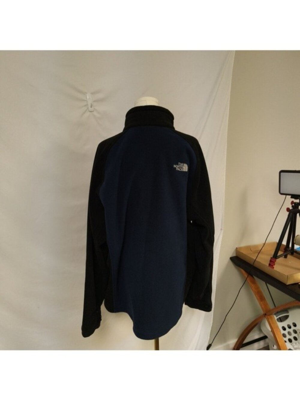 Men's Full Zip The North Face Fleece Jacket Black/Blue Sz. XL - Picture 4 of 5